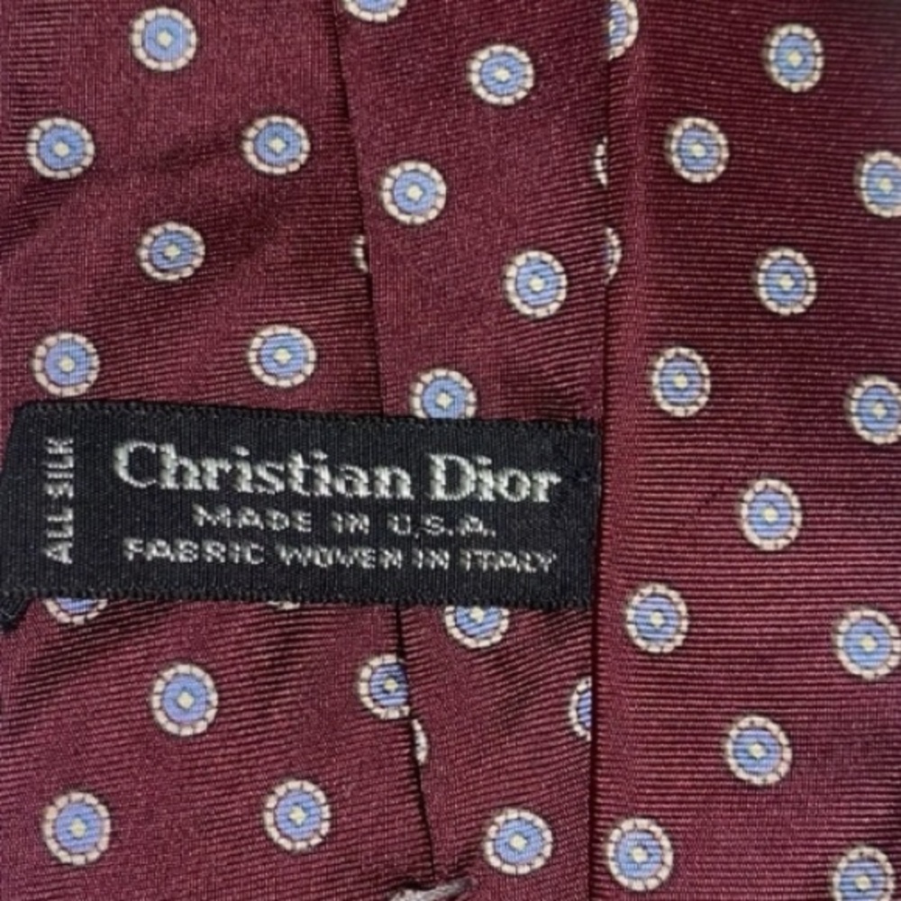 Christian Dior All Silk Maroon/Printed Printed Tie - Picture 5 of 6